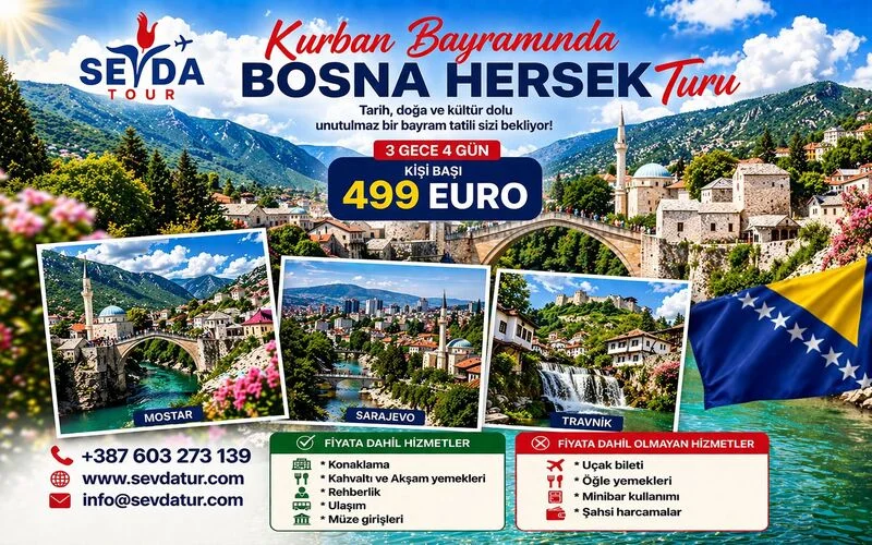 Mostar Köprüsü, Blagaj tekke, Pocitelj, Kravice şelalesi,Sebilj