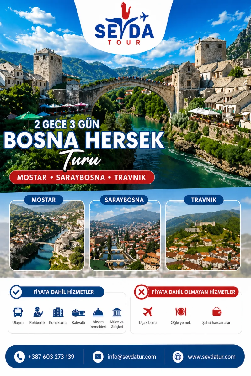 Bosna Hersek Vip Turu 2 gece 3 Gün 