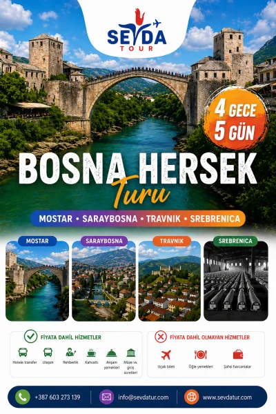 Bosna Hersek Vip Turu 4 gece 5 Gün 